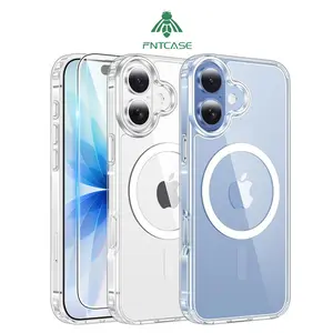 FNTCASE For iPhone 17/16/15/14/13 Clear Phone Cases Magnetic Charging Anti Yellowing Shockproof Magsafe Support with Screen Protector
