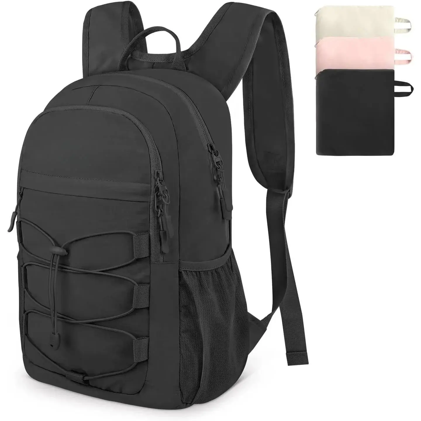 Hiking Backpack for Women Men, 15L Packable Small Backpack for Travel Trip, Lightweight Foldable Mini Backpack & Water Resistant Daypack for Hiking, Walking, Camping, Cycling, Black