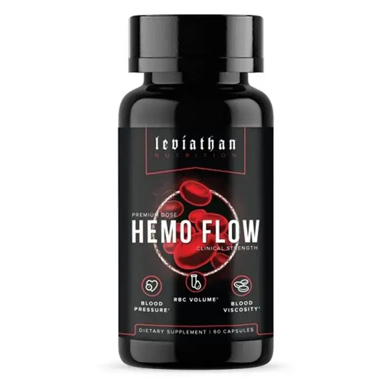 Leviathan Nutrition Hemo Flow |   Blood Pressure & Heart Health Supplement- Hematocrit, and Blood Viscosity Supplement with Vitamin C & Black Pepper Extract (60 Capsules)