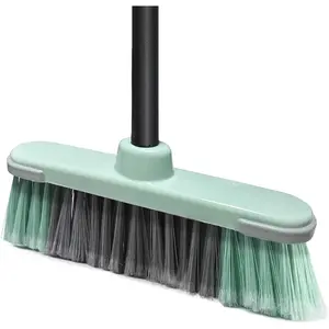 Indoor Broom Soft Bristle Brooms for Sweeping Indoor Pet Hair, Cleaning Hardwood, Tile and Decking Surfaces (Green)