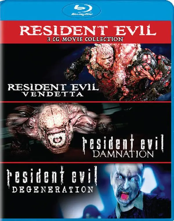 Resident Evil: Damnation / Resident Evil: Degeneration / Resident Evil:Vendetta  [BLU-RAY MOVIE] 3 Pack, Ac-3/Dolby Digital, Dolby, Subtitled, Widescreen