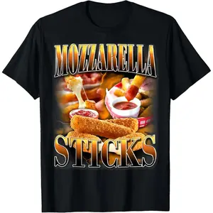 Mozzarella Cheese Sticks Rap CD Aesthetic Funny Meme T-Shirt - Pure Cotton Graphic Tee for Men & Women