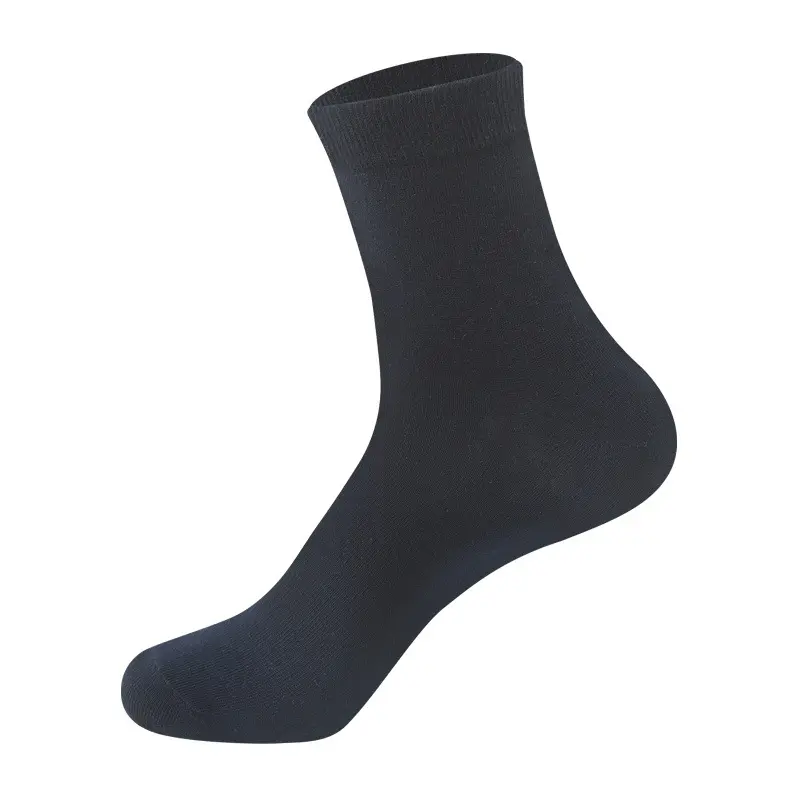 Men's Plain Polyester Crew Underwear Socks - Casual Daily Socks, Menswear Essential, All-Season, Modest Look, Comfortable Fit, Machine Washable, Random Colors Shipped
