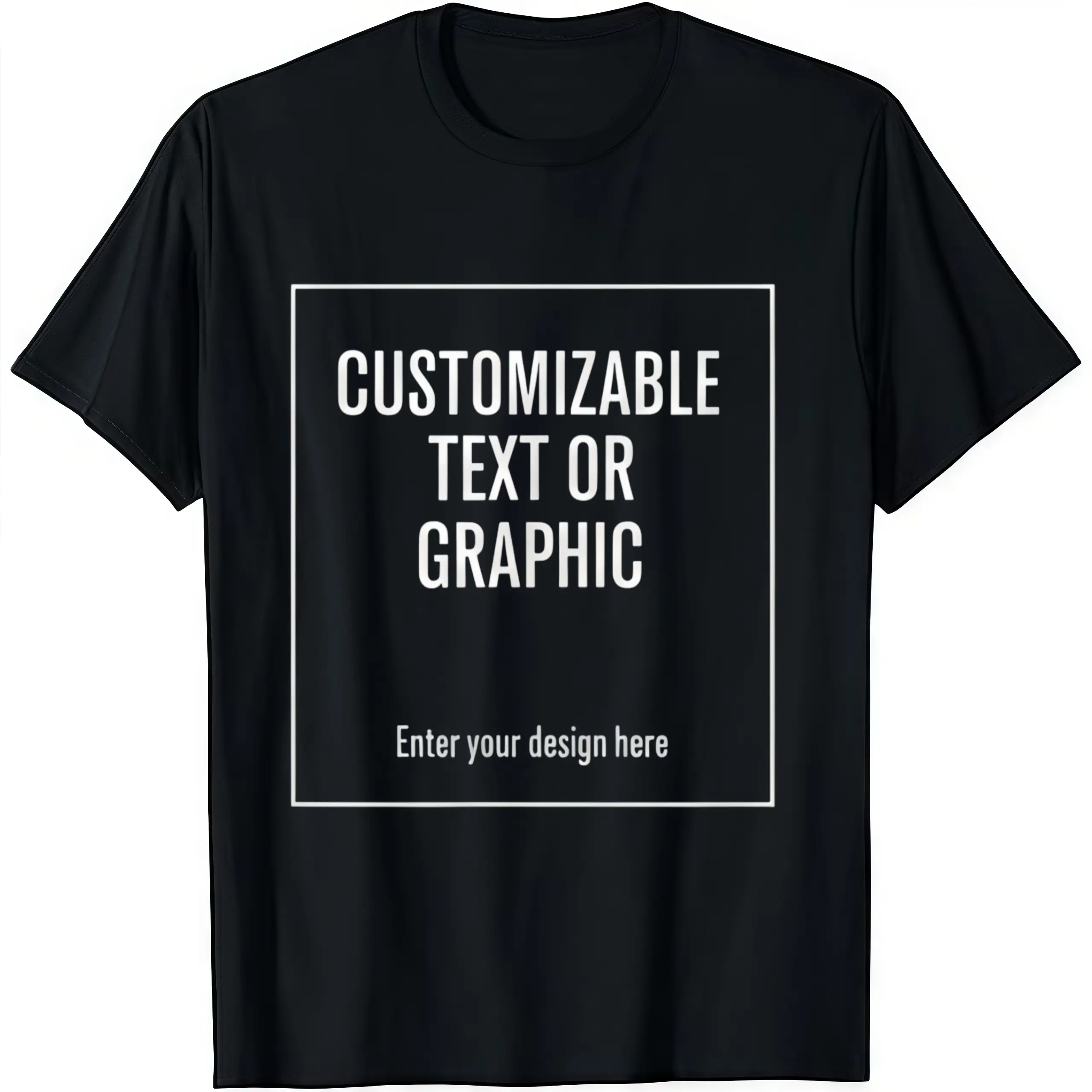 Menswear Cotton Round Neck Short Sleeve T-Shirts - Custom Graphic, Personalized Photo/Text Print On Demand, DIY Black & White, High-End Quality Perfect Fit Aesthetic for Men