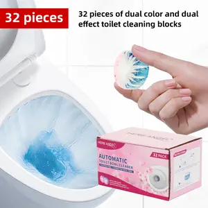 32 Dual Color & Dual Effect Automatic Toilet Bowl Cleaners Tablets （home essentials）  Effective Cleaning Solution