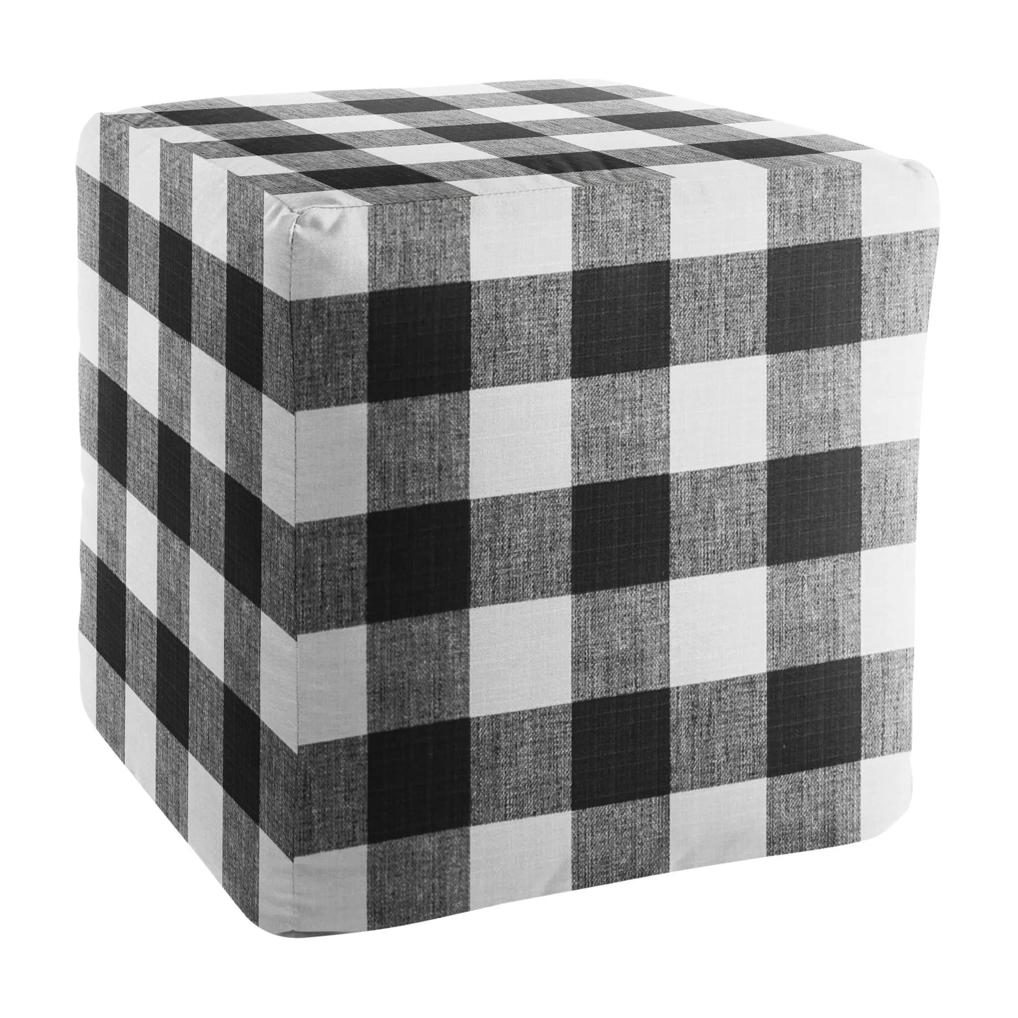 Sorra Home Buffalo Plaid 18" Foam Pouf