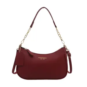 Women's Solid Color Chain Strap Bag, Fashionable Shoulder Bag for Daily Used, Casual Trendy Versatile High-quality Daily Commuting Bag, Girl Fashionable Shopping Bag