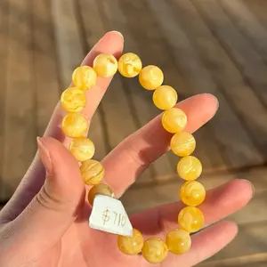 Antique 100% Natural Butterscotch Amber Bracelet - 30g, Origin: Russia