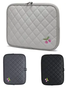 Cute Cherry Embroidery Quilted, Durable Tablet Sleeve for 8-11 Inch iPad Sleeve Travel Pouch Fits iPad Pro 11 Inch M4/ 10th Generation 10.9/ Air 11" 5/4/3 10.9", Tab S8/S9 Padded Carrying Case