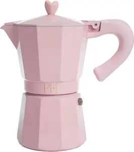 Paris Hilton Stovetop Espresso and Coffee Maker, Italian & Cuban Style Coffee Pot with Iconic Heart Knob, Perfect for Rich Aromatic Espresso, Makes up to 6 Espresso Cups, Pink Epoca