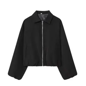 TRNDY LAB  Puffed Bomber Jackets for Women Zip Varsity Cropped Jacket Woman Demi-season Jacket for Women Outerwears Womens Coats