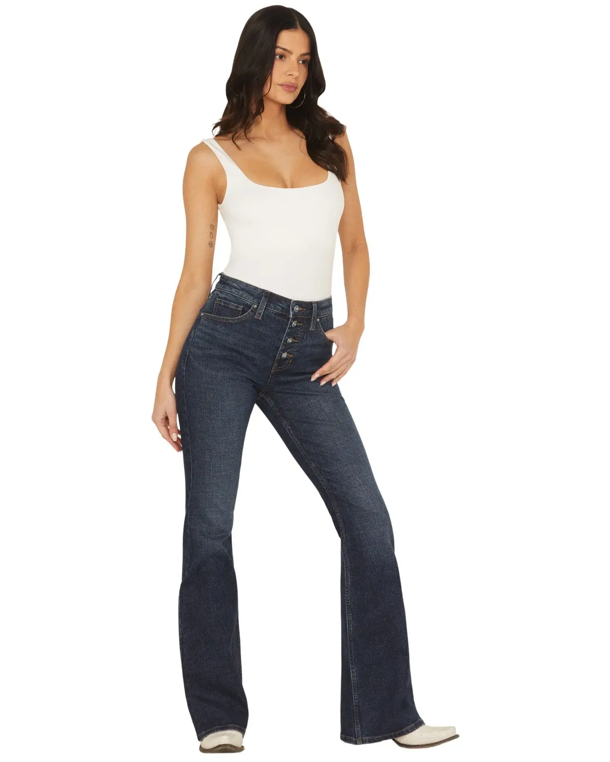Shyanne Women's Women'S Luna High Rise Flare Stretch Denim Jeans - Swfa25j4-Dkw