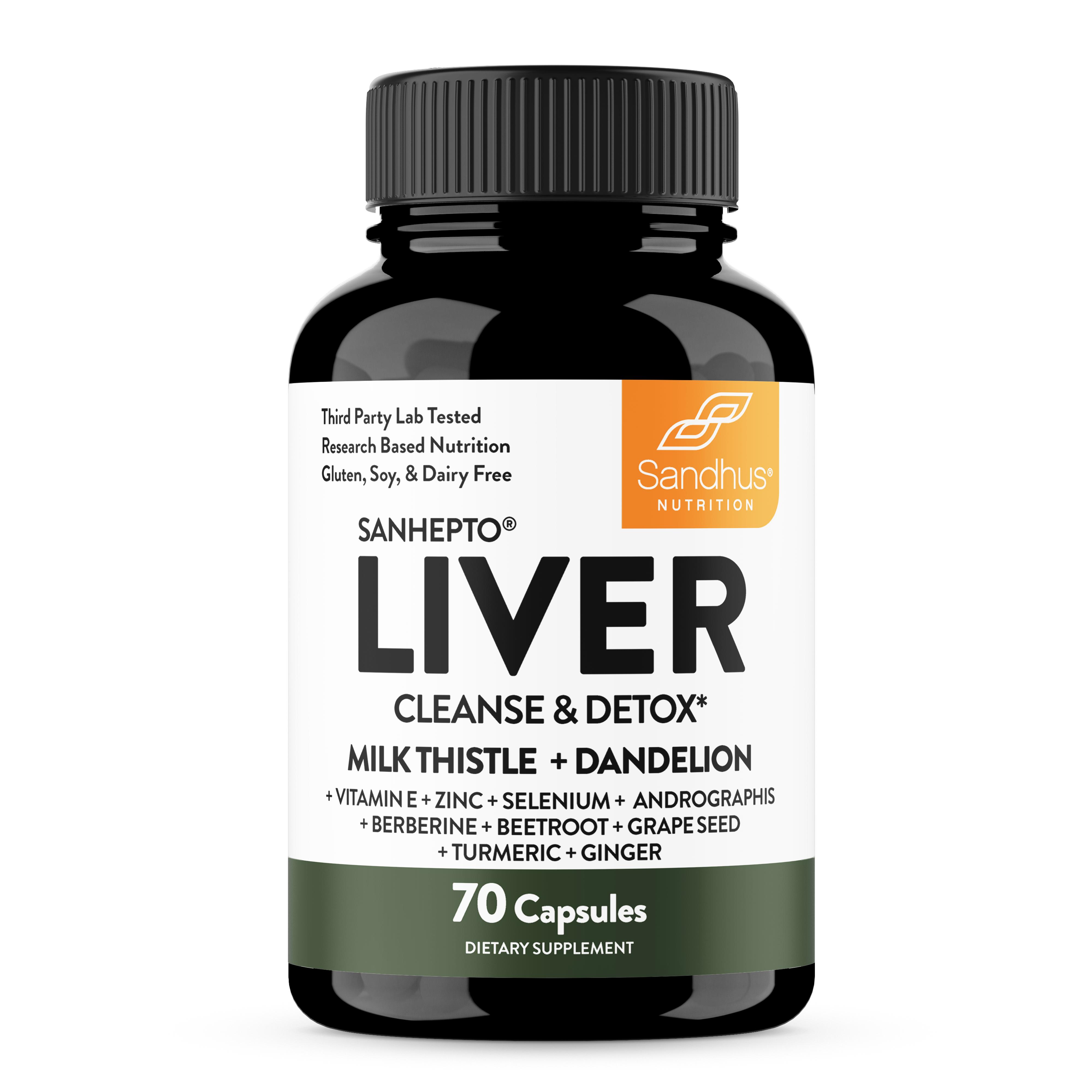 【Sandhus】Liver Cleanse & Detox Supports, 11 Ingredient Blend Milk Thistle, Dandelion, Turmeric, Ginger Extract, Vitamin