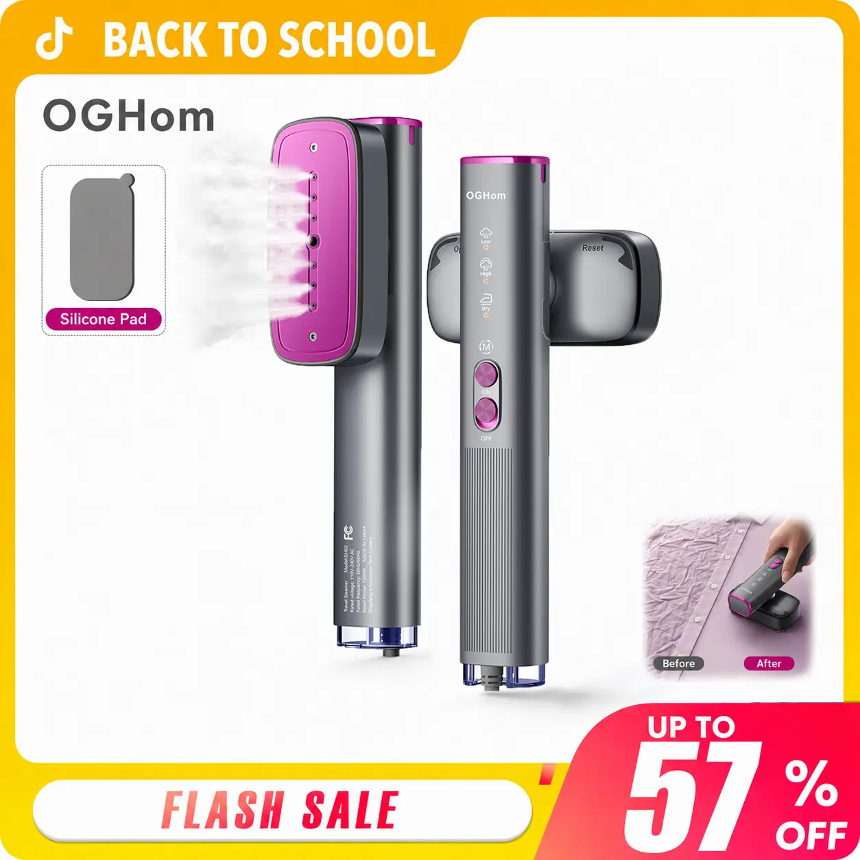 【BackToSchool】OGHom Garment Steamer for Clothes, 2-in-1 Portable Steamer & Iron, Dual Voltage 110-240V, Large 120mL Water Tank, Powerful Steam, 30s Fast Heat Up, Perfect for Europe & Worldwide Travel, TravelEssentials, TravelHack, backtoschool