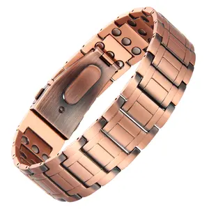 1pc Men's Flexible Clasp Triple Row Magnetic Red Copper Bracelet with Adjustable Tool, Perfect for Father's Day and Valentine's Day Gifts