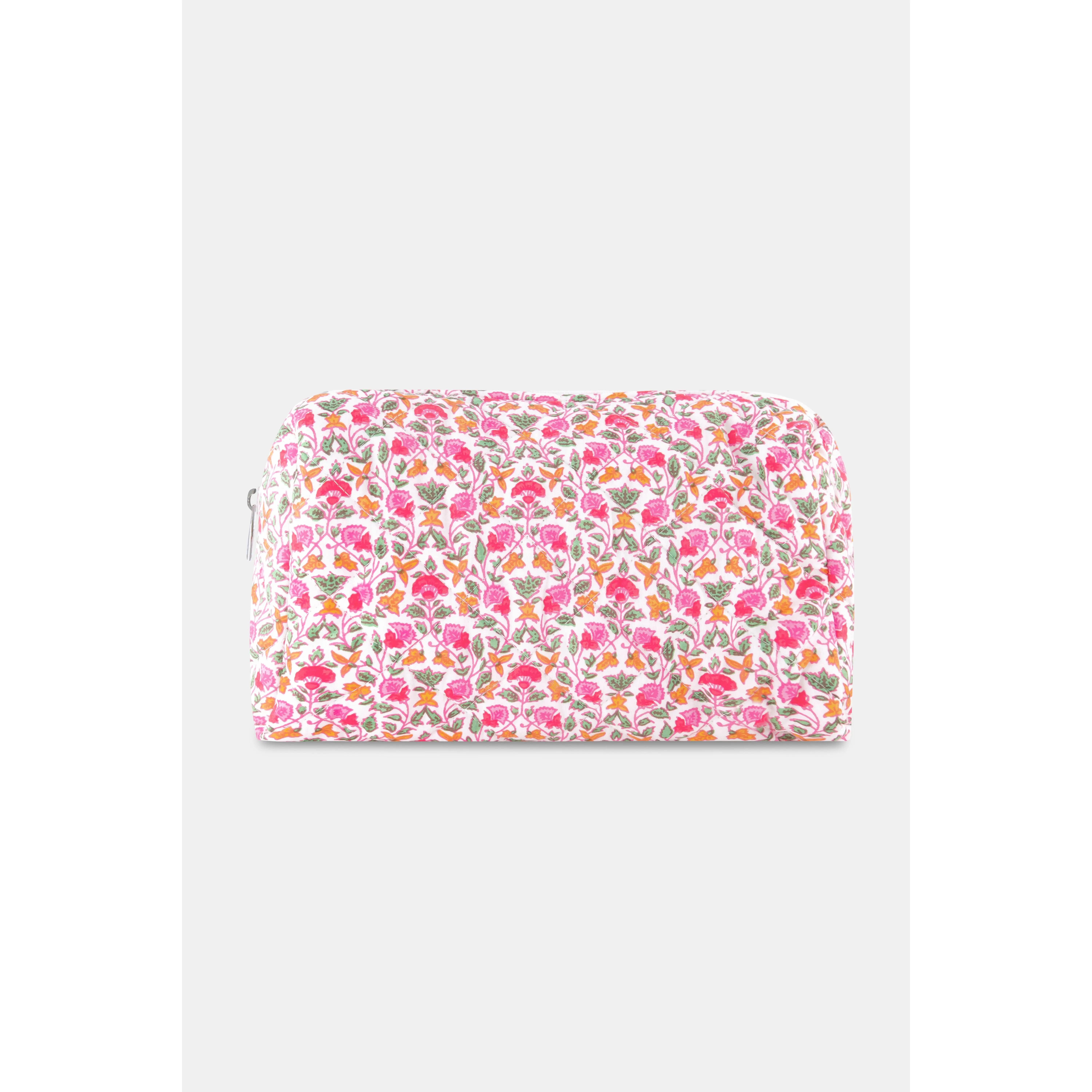 Garden Gate Floral Quilted Makeup Bag