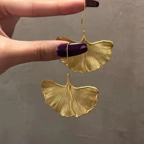 Elegant Ginkgo Leaf Pendant Earrings for Women, Exaggerated Fashion Statement Jewelry, Casual All Season Accessory, High Quality Earrings, Boho Style Jewelry