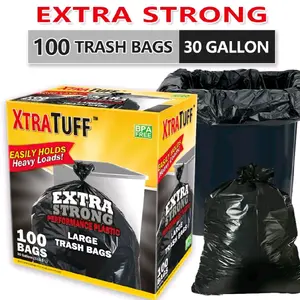 Xtratuff Trash Bags 30 Gallon Black Large Trash Bags Garbage Bags Heavy Duty 100 Count BPA FREE Strong Rubbish Bag drawstring