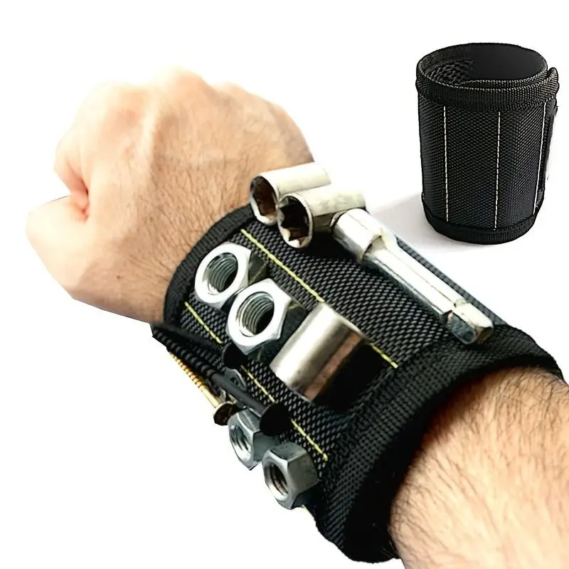 Magnetic Wristband, Adjustable Breathable Tools Storage Armband, Wrist Magnet Screw Holder, Magnetic Wrist Strap For Holding Tools, Screws, Nails, Bol