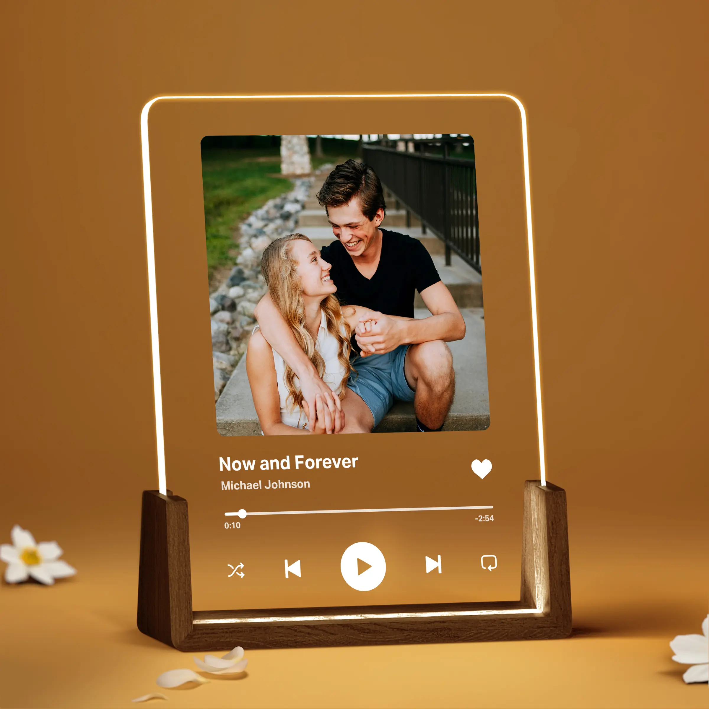 Personalized Song Acrylic Plaque with Photo - Custom Music Player with Couple Photo, Best Friend Photo - Night Light Gift - Anniversary Gift, Gift for BFF, Birthday Gift Decor Frames
