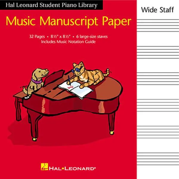 Used Hal Leonard Publishing Corporation Student Piano Library Music Manuscript Book - Wide Staff, 8 1/2 x 8 1/2, Good Condition, English Paperback for Students