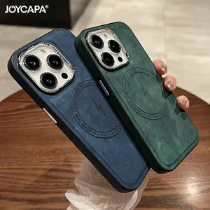 Luxury Wireless Charging Magnetic PU Leather Case For iPhone 15 14 13 12 11 Pro Max 14 Plus For Magsafe Bumper Shockproof Cover