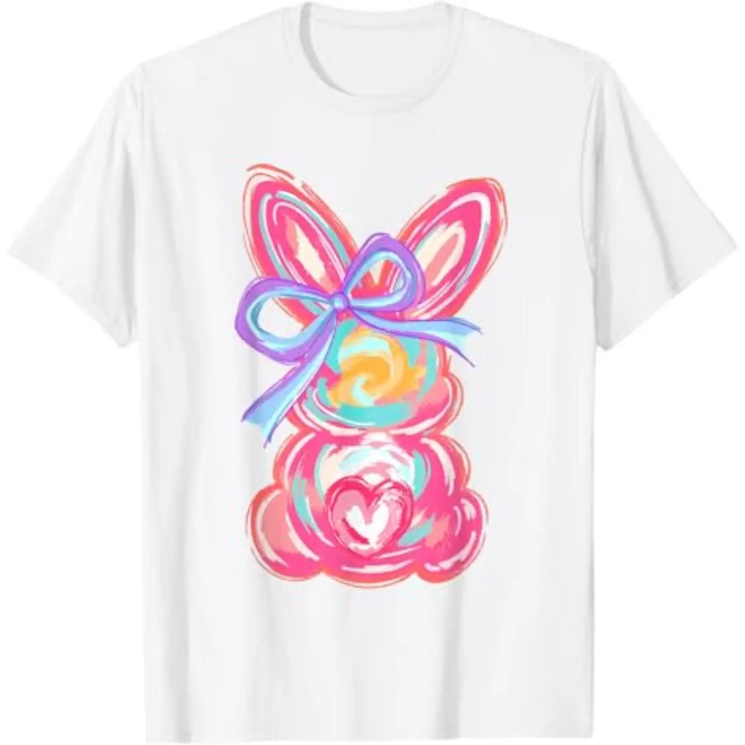 Adorable Easter Bunny TShirt Featuring Coquette Bow Tie Dye Rabbit Design