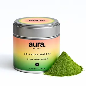 Aura Matcha Green Tea Powder | Premium Matcha with Collagen - Ceremonial Grade Organic Matcha Powder (30g) Harvested in Japan