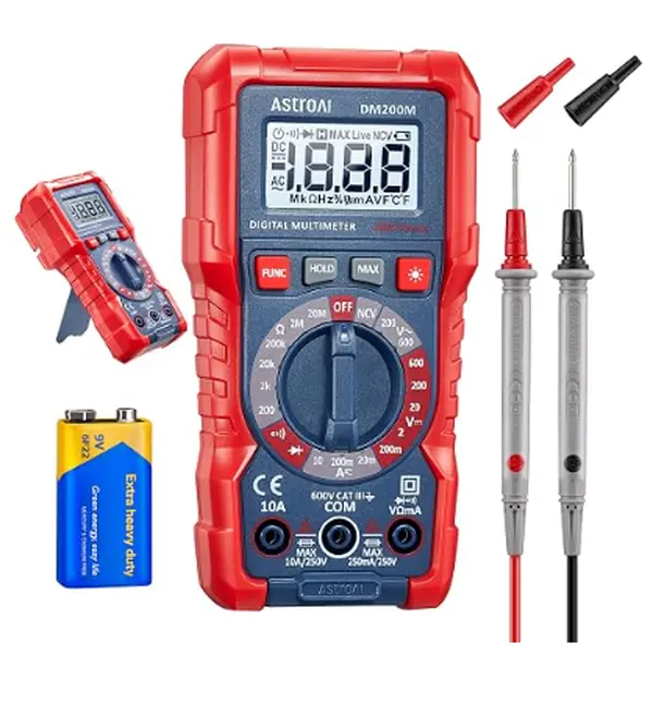 Digital TRMS 2000 Counts Multimeter Tester, Pocket-Sized Basic Car & AC Unit Diagnostic Tool, Accurately Measures AC/DC Voltage & Current, Resistance, Diode, Continuity, NCV, CAT III 600V