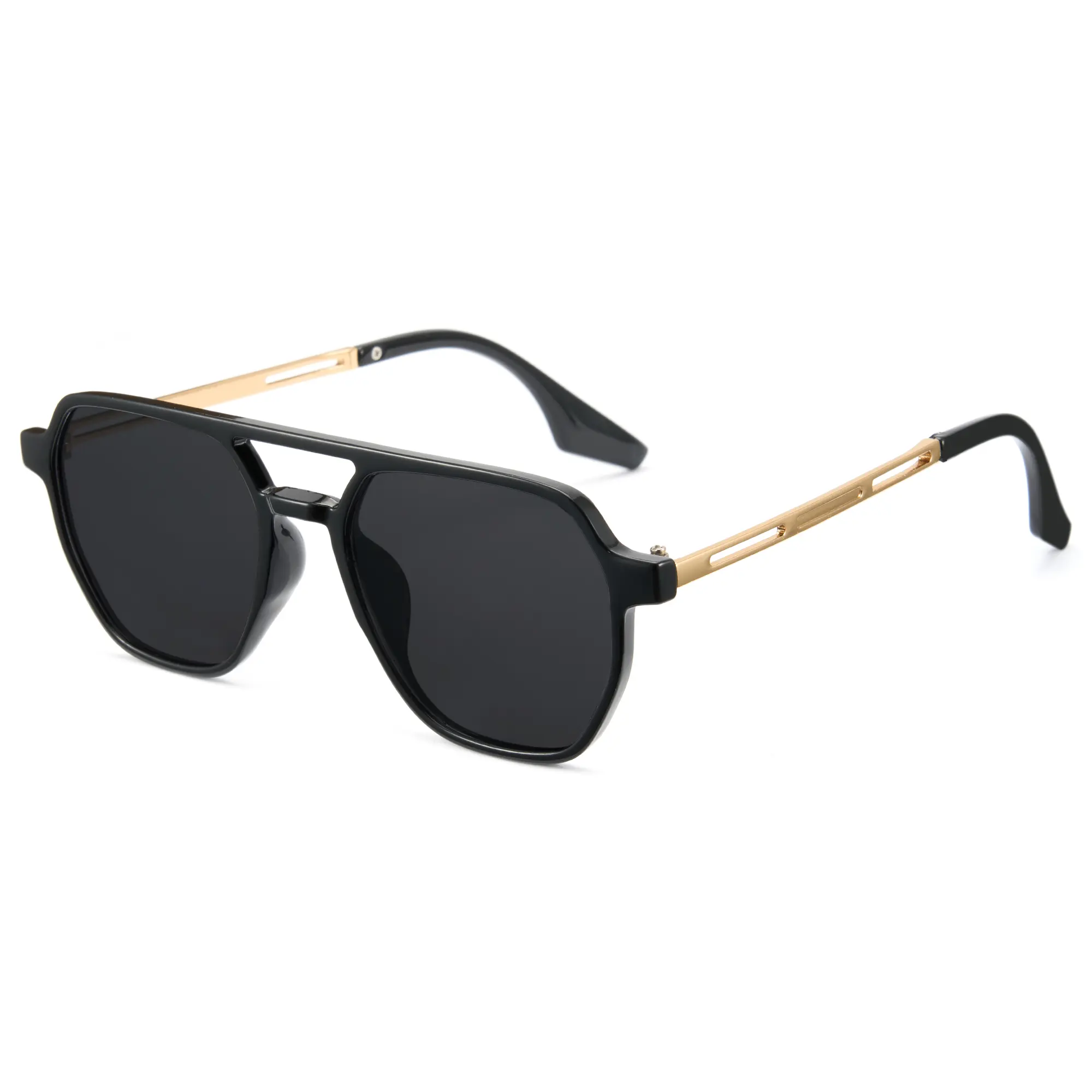 Cyxus Unisex Lightweight Durable Aviator Sunglasses - Vintage Classic Full Rim Polycarbonate+Metal Frame, Tinted UV400 Glarefree Lenses, Retro Double Bridge, 80s-90s Trendy Casual Look, for Driving, Retro Style Upgrades Outfits, Women's Accessory -1195, L