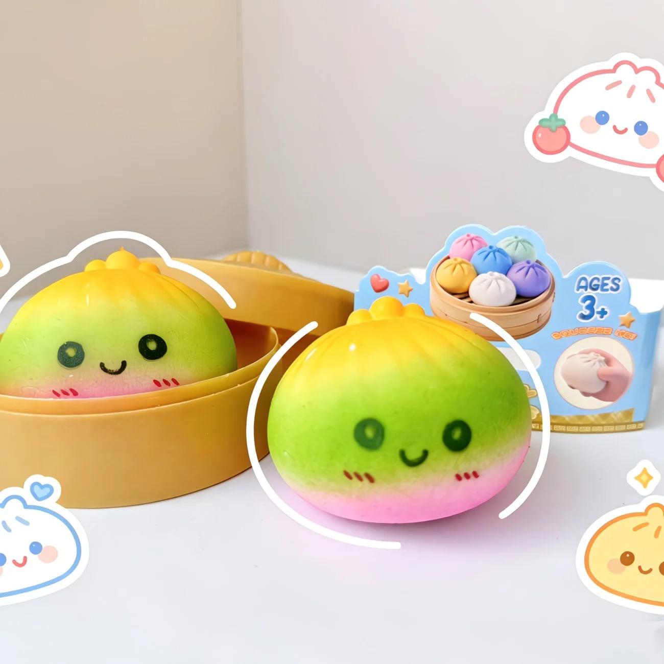 Colorful Smiling Dumpling Squishy Toy with Steamer – Soft TPR Stress Relief Fidget Toy for Kids & Adults, Cute Emoji Squeeze Ball with Steam Box, Ideal Birthday & Daily Gift Colorful Smiling Dumpling Squishy Toy with Steamer – Soft TPR Stress Relief Fidget Toy for Kids & Adults, Cute Emoji Squeeze Ball with Steam Box, Ideal Birthday & Daily Gift