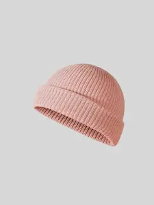 Men's Solid Color Beanie Hat, High Quality Hat, Casual Street Style Knit Hat for Fall & Winter, Fashion Accessories for Daily Wear