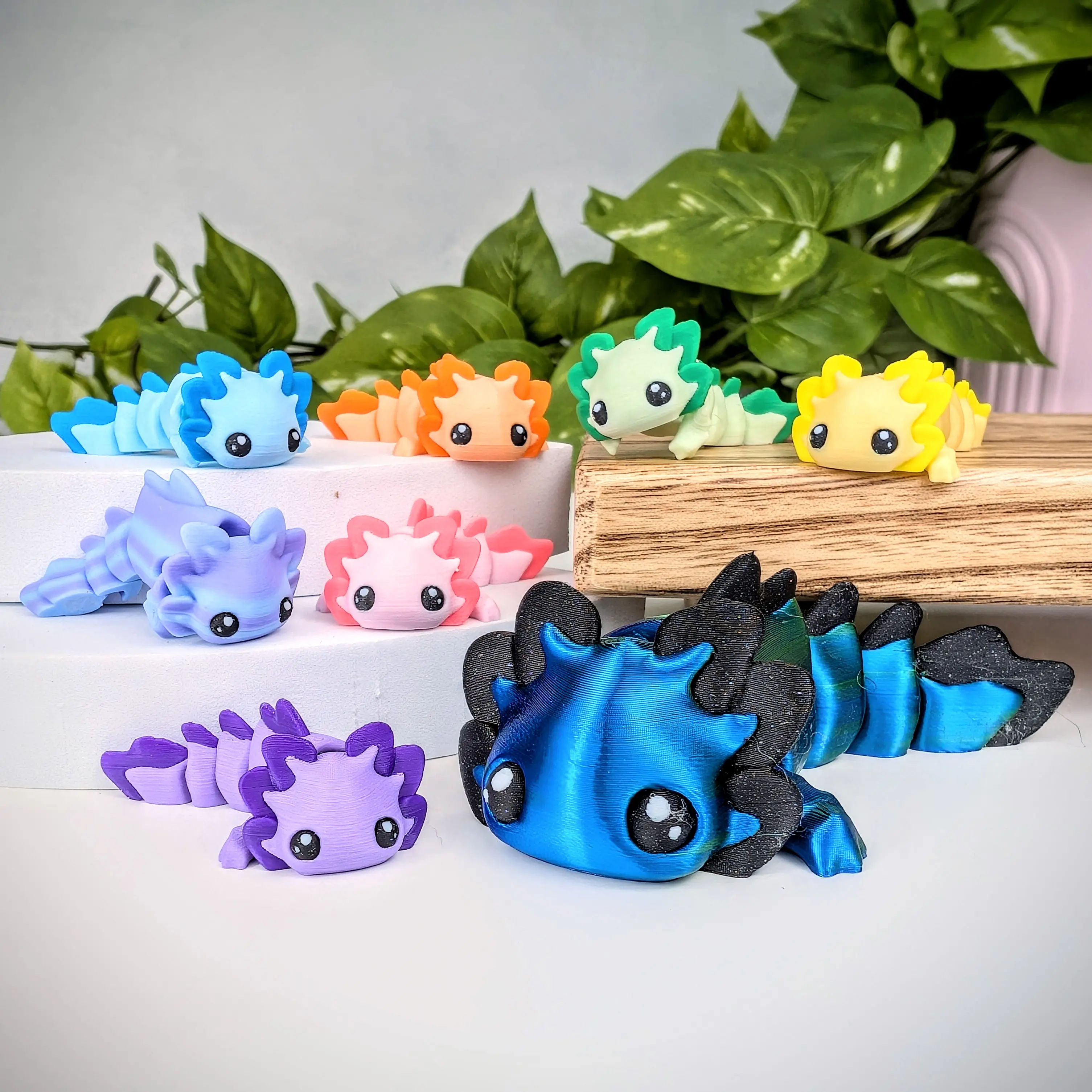 Articulating Axolotl Fidget Toy | Kawaii Desk Pet | Cute Desk Fidget Toys | Gifts for Kids