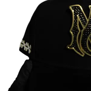 Gorra AMRRplaca Color Gold Adjustable Size Hat with Stone Placa Stylish & Comfortable for Everyday Wear