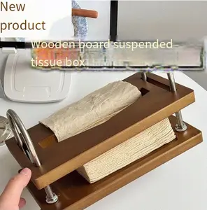 Innovative Wooden Tissue Box Cover - Adjustable for Any Tissue Size, Minimalist Home Decor, Tabletop & Bathroom Storage (Natural Solid Wood, Handcrafted) Industrial Walnut Toilet