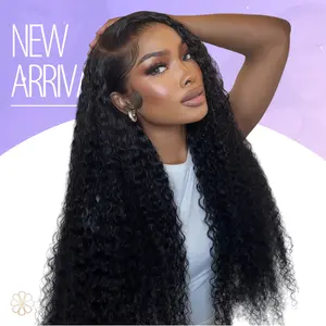 13x6  Water Wave Wig HD Transparent Lace Really Human Hair Wig 180 Density Pre Plucked Baby Hair Wet And Wavy Natural Black Fashion Vibe For Women