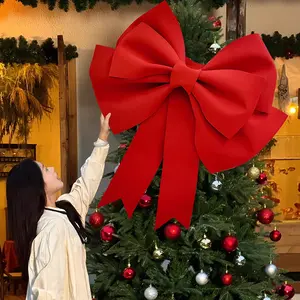 1 piece - Christmas golden bow, huge Christmas tree decoration, 29.5 x 29.5inch Valentine's Day bow suitable for holiday, party, wedding venue decoration props Garland Ribbon