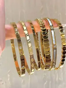 6-piece stainless steel bracelet set - gold adjustable stackable bracelet series, carnival themed gift, suitable for daily life and parties, durable matching set, suitable for birthdays, Christmas and gifting