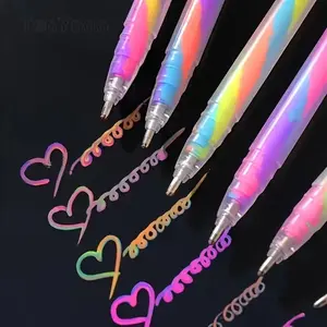 12 Pieces Metallic Glitter Rainbow Gradient Pens, Fine Tip Painting Pens for DIY Crafts, Diy Art Design, Ideal for Photo Albums and Gift Projects, Art Supplies