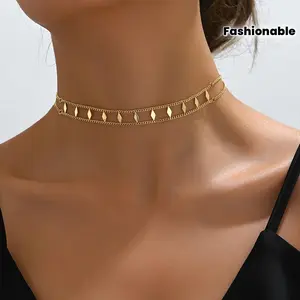 A New Double-Layered Choker Necklace for Women, Featuring a Trendy And Unique Design That Exudes a Sense of Luxury And Fashion, Perfect for Accessorizing The Collarbone