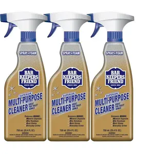 Bar Keepers Friend 25.4 oz. More Spray and Foam (3-Pack) Household, Multi-Purpose Acid Cleaner for Kitchen & Bathroom, Removes Hard Water Stains Rust Grease & Grime, Works Upside Down on Stainless Steel Tile Grout