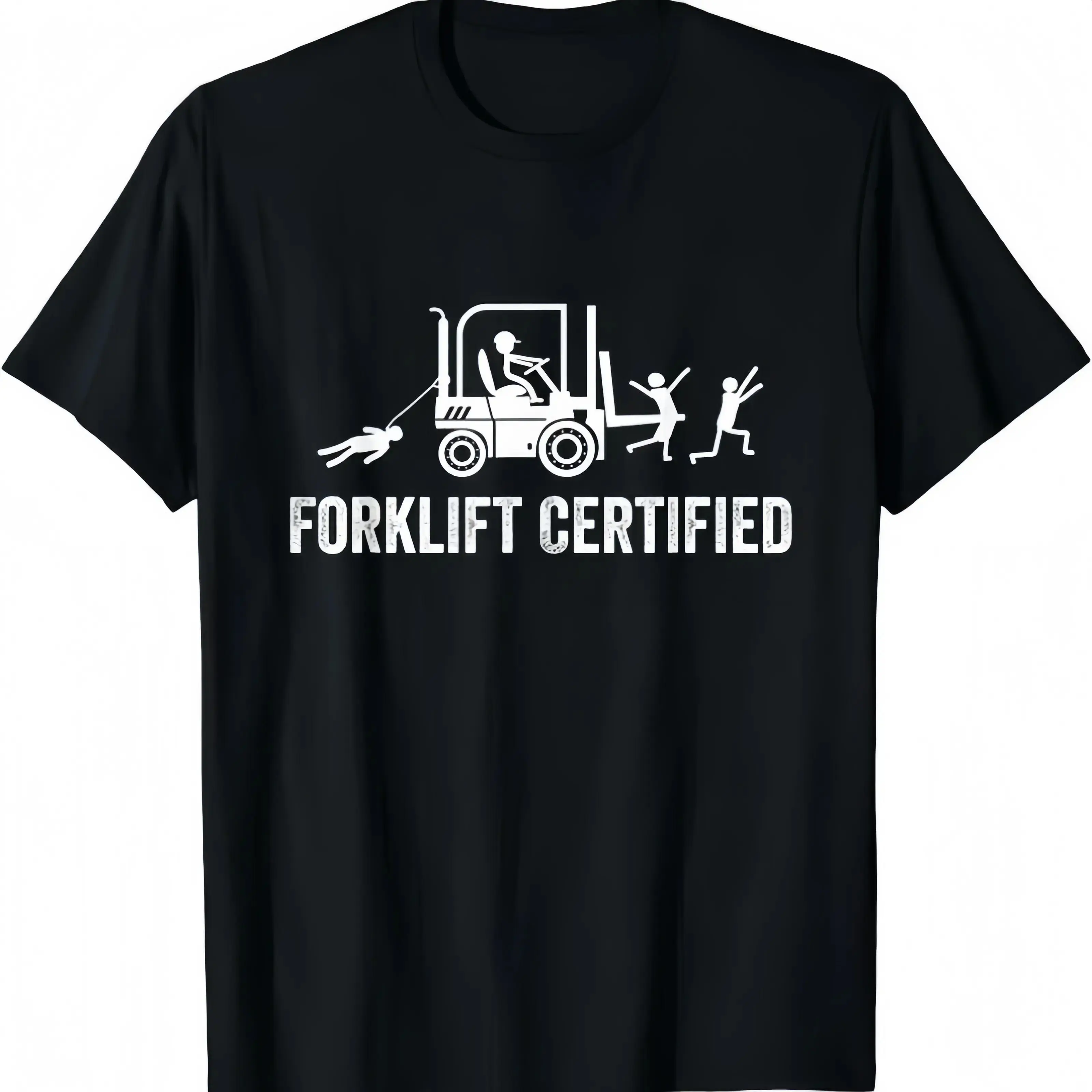 Forklift Certified T-Shirt, Funny Warehouse Meme Graphic Tee, Distressed Text Cotton Top, Humorous Forklift Operator Streetwear, Novelty Gift for Warehouse Workers & Meme Fans