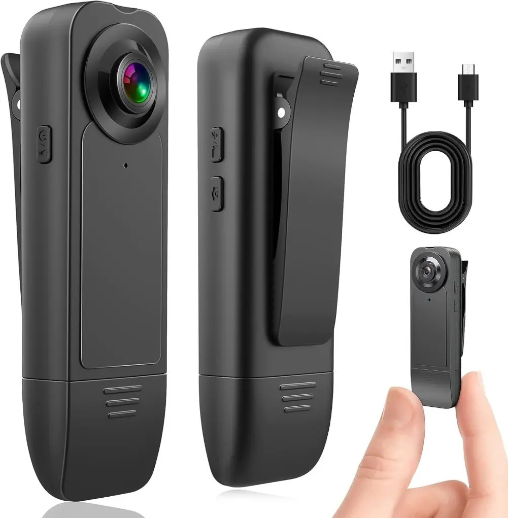 Unisex Mini Body Cam Video Camera with Lens, Wide Angle, LED Light, Audio - Wearable Portable Night Vision Device, Standby Mode, Road Emergencies Video Camcorders Recording Equipment (SD Card Not Included)