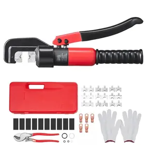 Hydraulic Crimping Tool, Various specifications, with Copper And Aluminum Terminal Battery Lug Crimper, with a Cutting Pliers, Gloves, Copper Ring Connectors, Heat Shrink Sleeves