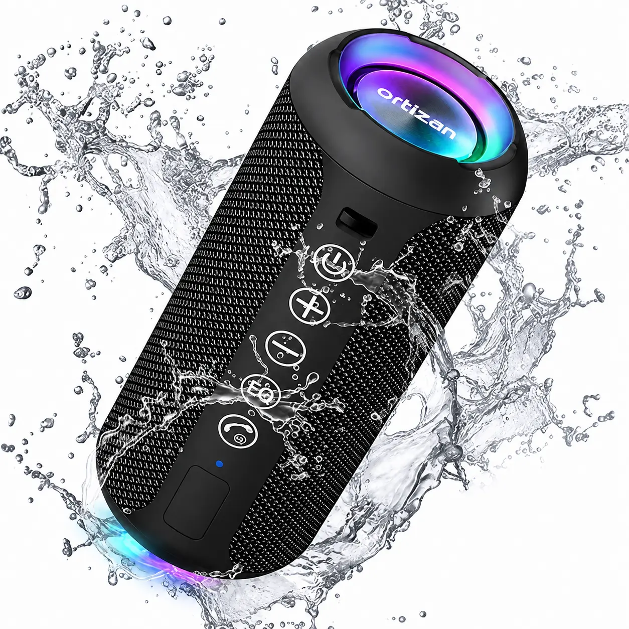 Ortizan Rechargeable Wireless Speaker - IPX7 Waterproof, 24W Stereo, HD Noise Reduction, Stereo Pairing, 30H Playtime, USB-C, LED Light, Excellent Sound Performance, for Smartphones/Tablets, Campfire/BBQ Party Use, Gift Ideas for Music Lovers Rechargeable