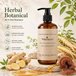 WakeSecret Ginger&Ginseng Herbal Shampoo Anti-Hair Loss & Root Strengthening Weightless Volumizing & Oil Control For All Hair Types & Thinning Hair 10.1 fl oz