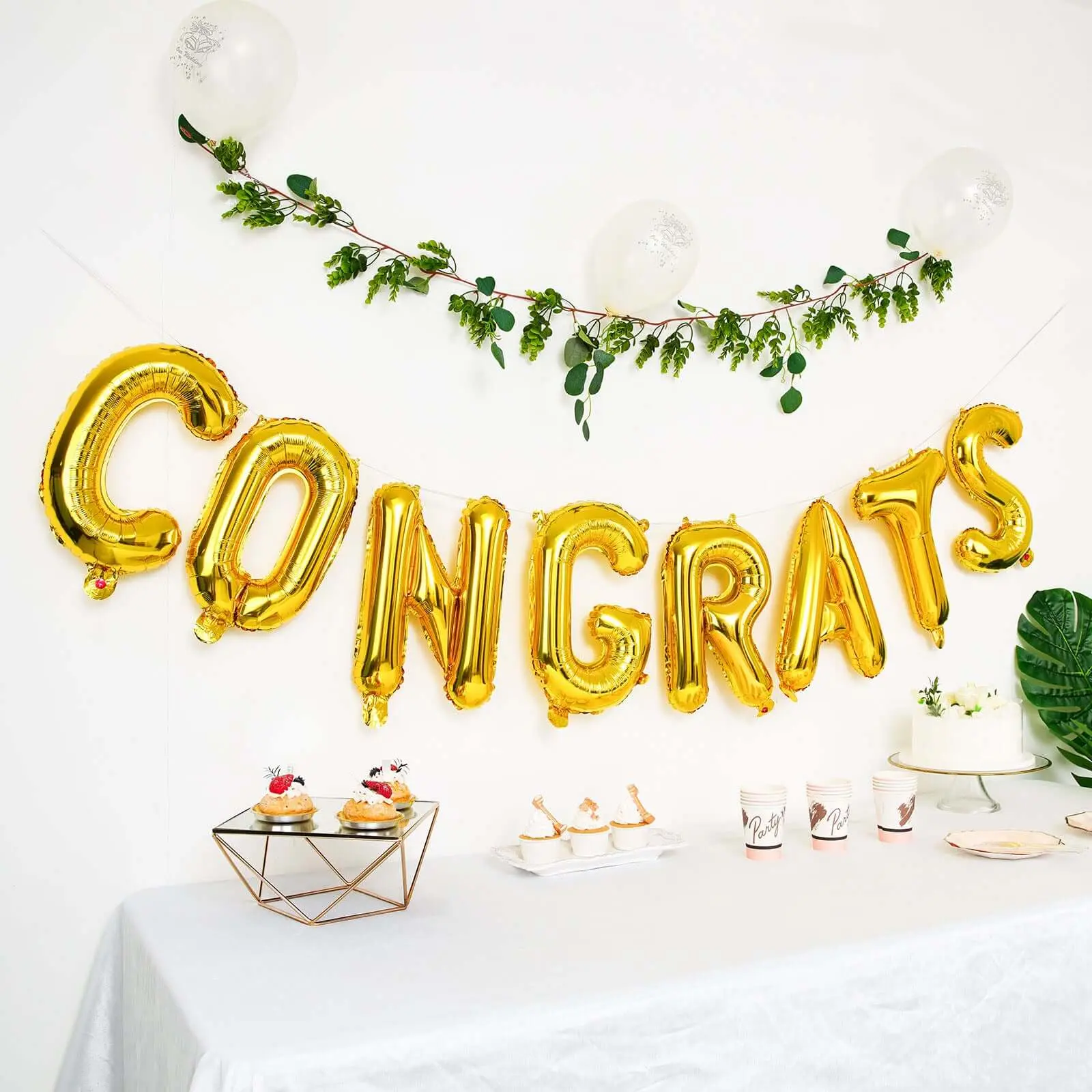 13" Ready-To-Use Shiny Gold "Congrats" Mylar Foil Banner Sign, Graduation Decoration, Happy Birthday Backdrops, Text Message Banner, Adult Supervision Required Festive Party Supply
