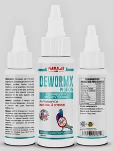 Farmalab DEWORMX Pigeon Liquid Extra Strength 60ml for Birds - Prevents and Cures Respiratory Deficiencies