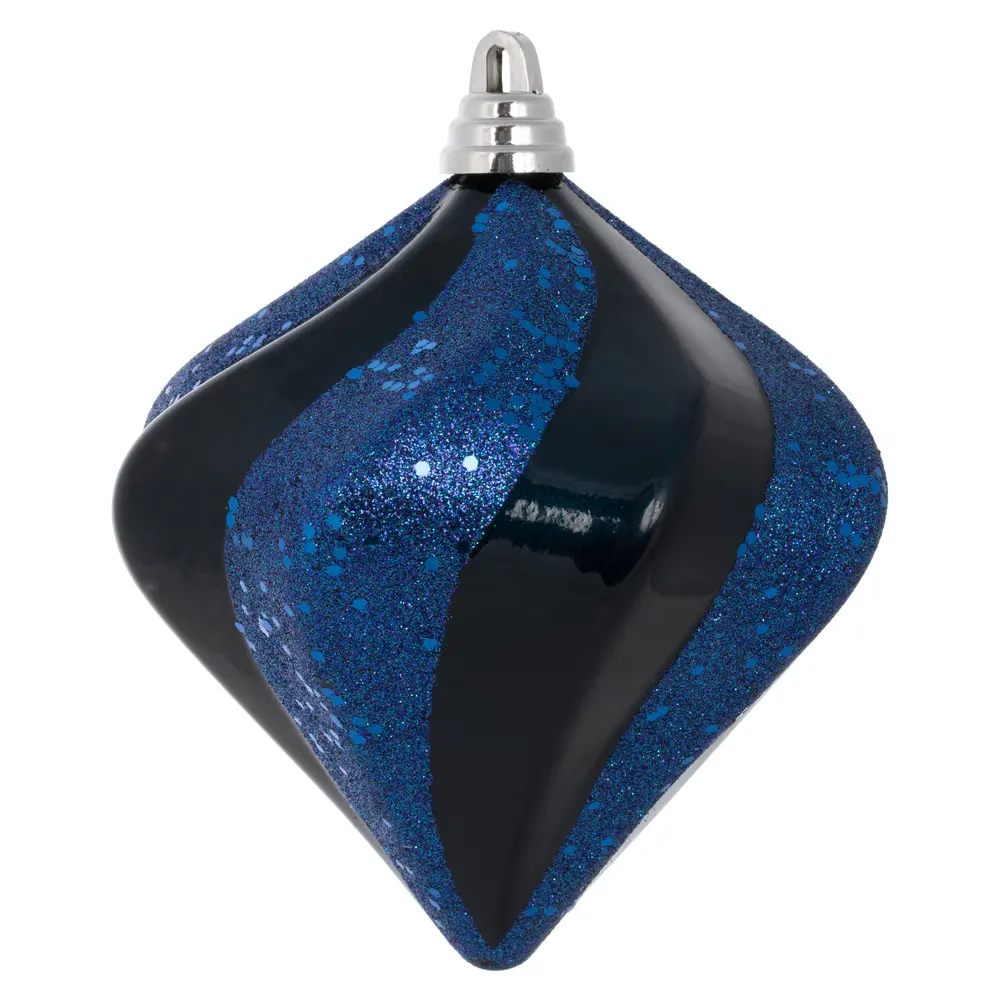 212 MAIN 6 in. Plastic Midnight Blue Candy Glitter Swirl Diamond Ornament - Case of 24, Metal-Accented Glitter Hanging Ornaments for Festive Home Decor & Party Supplies, Sparkling Hanging Ornaments