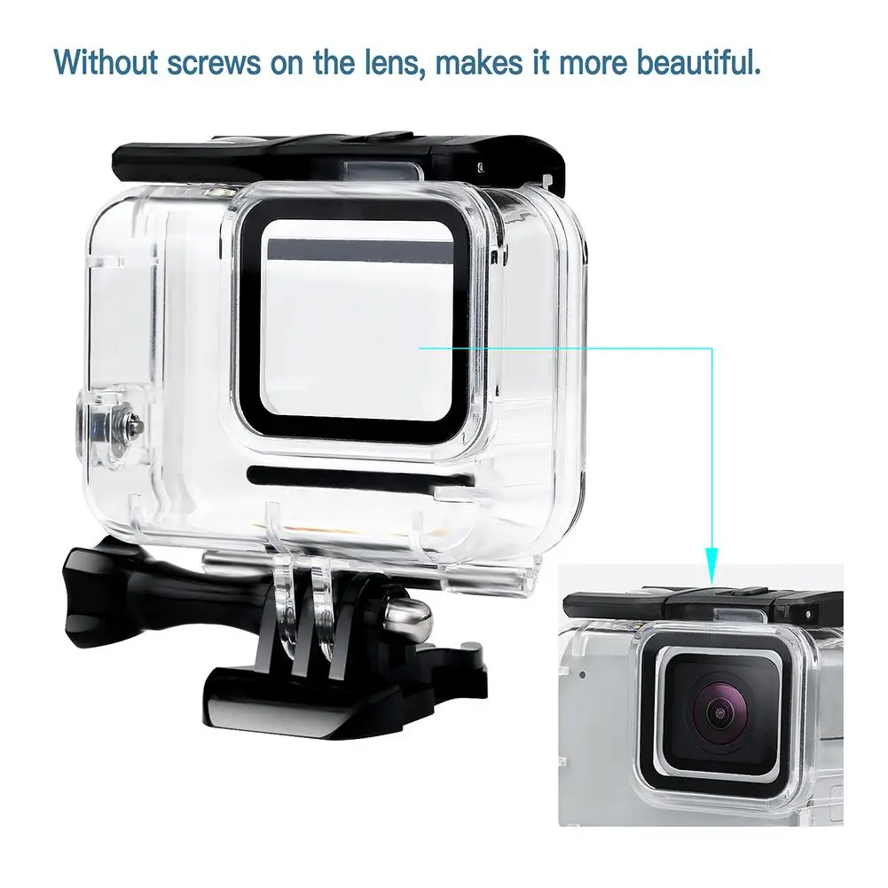 Compact Waterproof Plastic Camera Case Cover, Underwater Protection Accessory for GoPro Hero 7 Silver-White